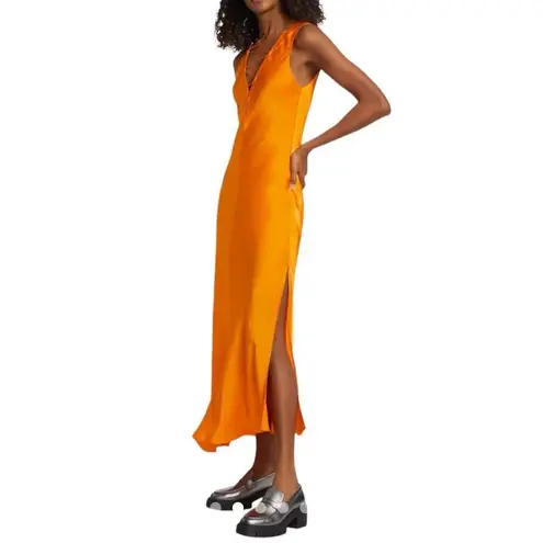 frame denim FRAME Lace-up satin-jacquard maxi dress NWT