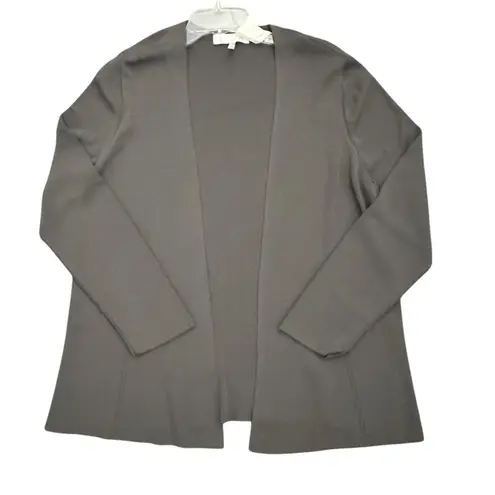 ESCADA Cardigan Sweater Womens Size 42 Gray Wool Knit Open Front Quiet Luxury