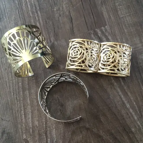 4/$15 Set of 3 Cuff Bracelets Gold