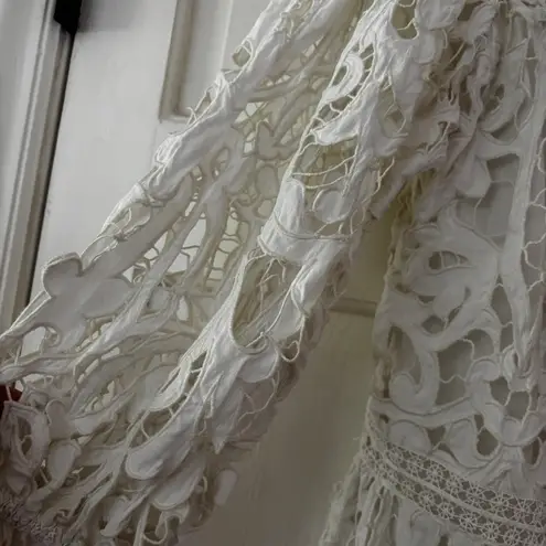 Ulla Johnson Albertine Dress Linen Lace Long Sleeve Pristine Guipure Size 2 XS