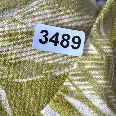 Jason Wu linen blend Silk trim Palm Print Halter Dress Green Size 10 no belt