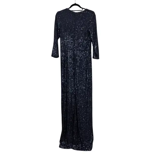 NWT TERI JON Rickie Freeman Sequin Sheath Gown in Navy