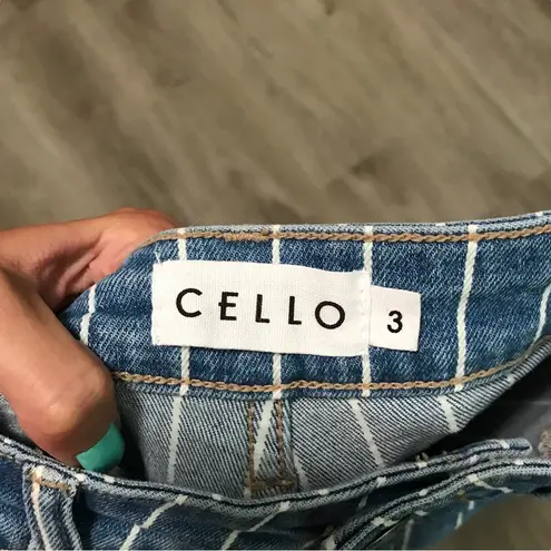 Cello  Bell Bottom Jeans Flare Blue White Stripe Size 3 Denim