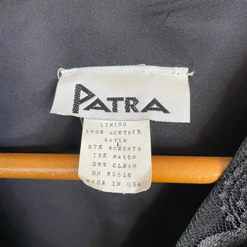 Vintage Patra Black Lace Ribbon Soutache Mesh Fitted Jacket Puff Shoulders Bow 6