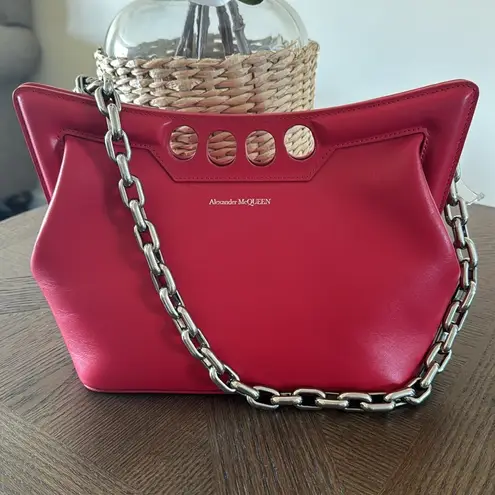 Alexander McQueen The Small Peak Leather Shoulder Bag, brand new Red,$3600