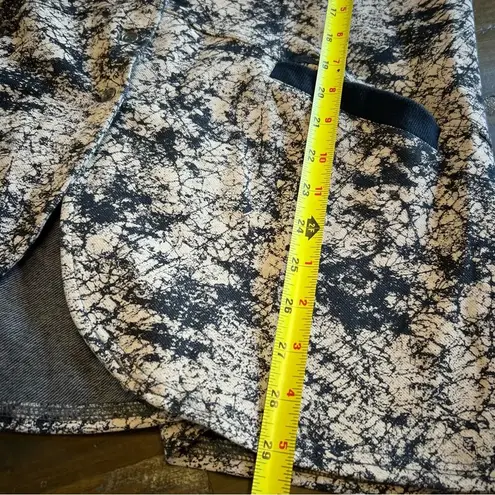 NU Long Line Jacket Soft Jersey Blazer Crackled Splatter Printed Edgy Goth Punk Black Size M - Image 6