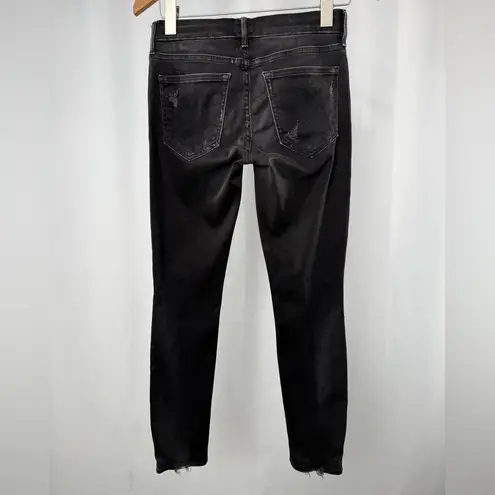 Mother The Looker Destroyed Ride Low Rise Skinny Jeans in Black Size 26