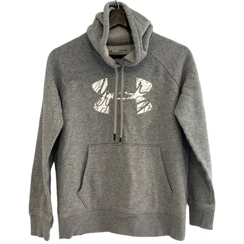 Under Armour  Womens Gray Sz XS Rival Graphic Logo Pullover Sport Hoodie Sweater