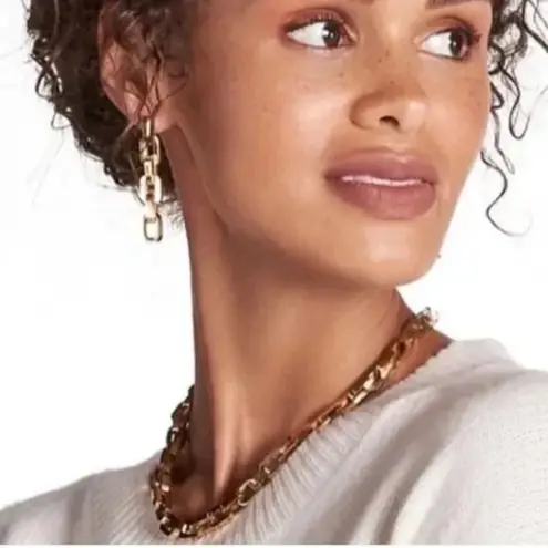 NEW Eddie Borgo Gold Supra Chain Link Post Earrings 2” Drop 12k Gold Vermeil