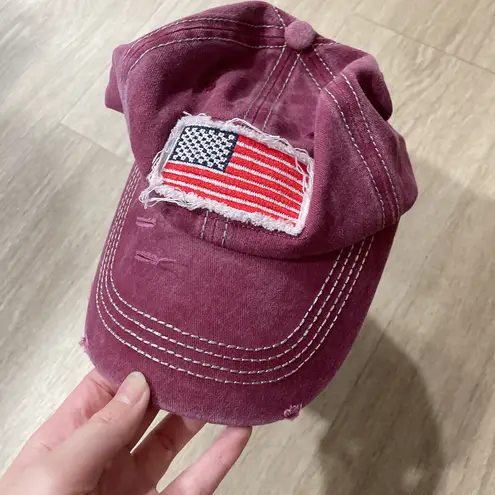 American Flag Baseball Cap Trucker Hat Burgundy