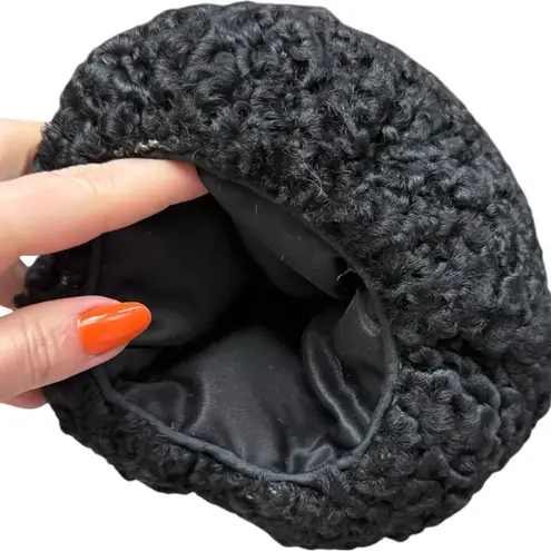 Vintage Persian Lamb Swing Coat Set with Matching Muff & Cap, Black, Medium Fit Black