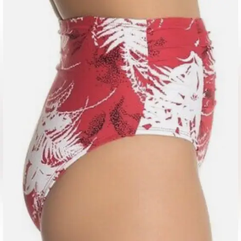 La Blanca Go Bold Hi Waisted Bottom Flame White Red Bikini Bottom Sz 10