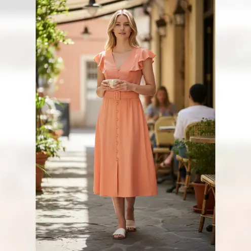 Donna Morgan NWT Flutter Sleeve Belted Midi Dress