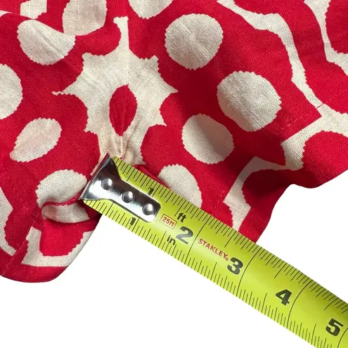 Farm Rio Womens Palermo Linen Romper Size M Red White Resort Tropical Vacation