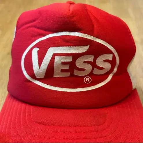 Vintage Vess Soda Foam Front Trucker SnapBack Hat Red