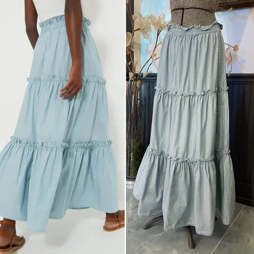 Tuckernuck Slate Blue Stripe Prado Pull On Stripe Skirt Preppy - Sz M 🧡🎀