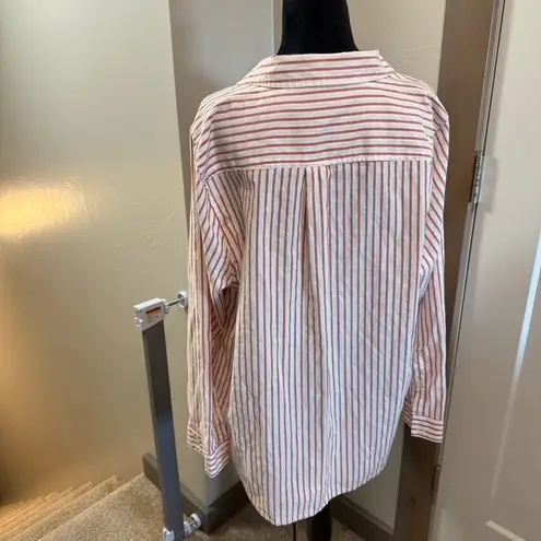 Torrid  Long Sleeve Button Down Stripe White Red Coastal Casual Beach Lounge 2X