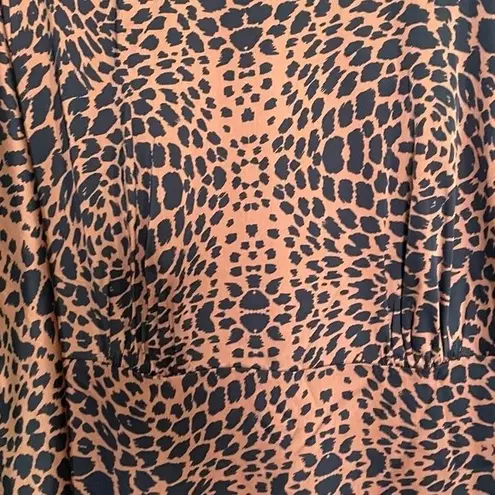 Hugo Boss NWT Dress Long Sleeve Midi Length Black & Brown Animal Print Size 8
