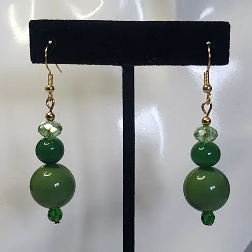 Handcrafted Green Double Strand Butterfly Necklace Bracelet Earrings Set