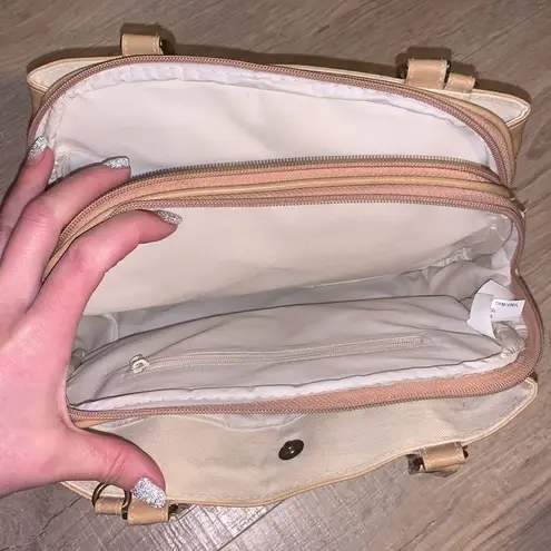 Beige & off white multiple compartment palomino tapestry serape satchel bag