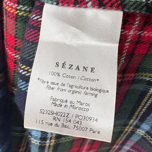 Sézane Max Long Sleeve Button Down Shirt | Sz 38 (US 6) | York Tartan Blue Plaid