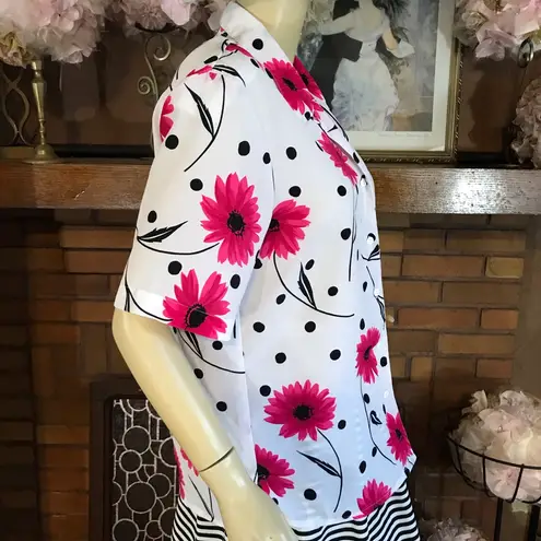 Tan Jay VINTAGE 1990'S PINK, BLACK & WHITE FLORAL PRINT BUTTON DOWN (8)