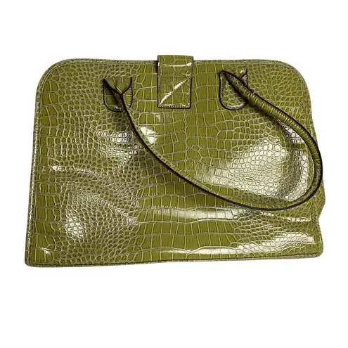 Treviso Green Faux Crocodile Embossed Laptop Bag