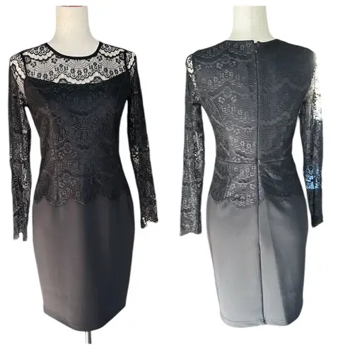 Spense scuba little black dress with lace bodice and sleeve Size 4P