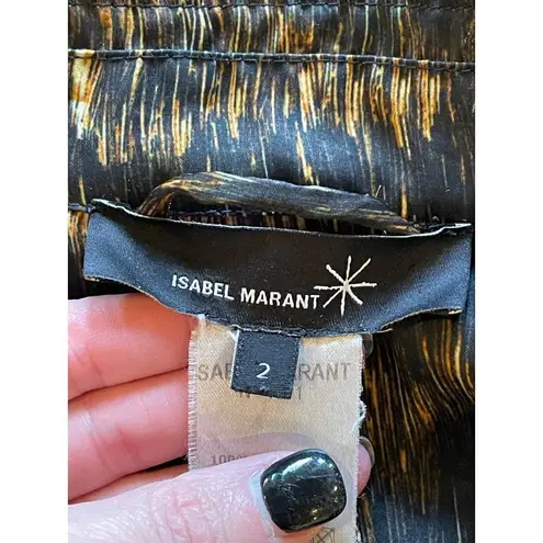 Isabel Marant Black And Gold Long Sleeve Pleated Draped Mini Dress Size M