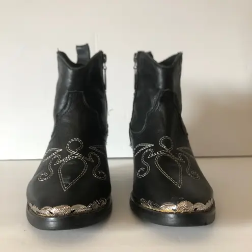 Spell and The Gypsy Cactus Rose Black Leather Detail Women Ankle Boots Size 7