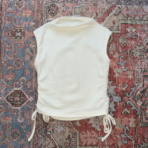 Nasty Gal cream ruched side tie high neck tank