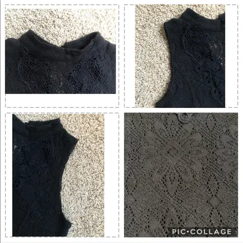 Free People  crochet lace knit top sz M