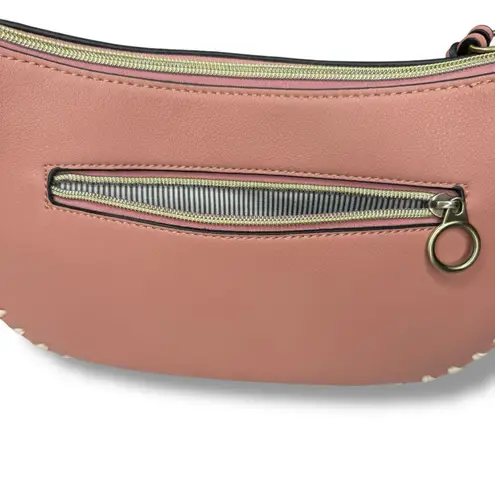 Sondra Roberts New Vegan Leather Tote Shoulder Bag Top Handle Pink Whipstitch - Image 7