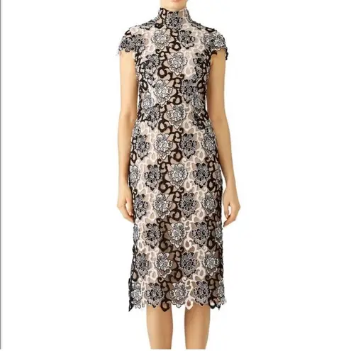 Monique Lhuillier black-white floral lace dress