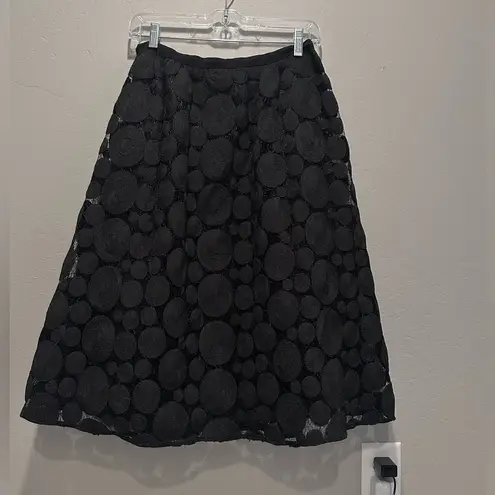 Tracy Reese Anthropologie Black Raffia Circle Lace Midi Skirt Sz 4