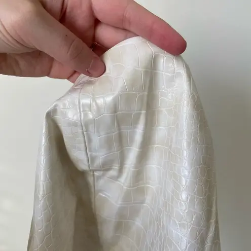 NEW Cherie women’s tan cream snake print textured crop shine party top small