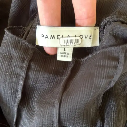 PAMELA LOVE Sheer Maxi Tiered Dress Black Long Sleeves Wednesday Goth Emo Size L Size L