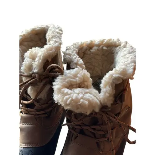 Pawz Womens Winter Snow Boots Lace-Up Insulated Size 10 Tan & Black