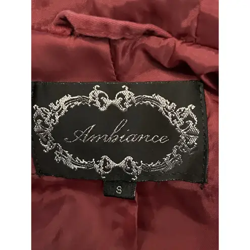Ambiance Jacket Womens Small Hooded Drawstring Utility Parka Coat Red