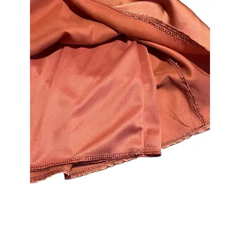 36.5 36 Point 5 Romper Womens S Pink Brown Short Bell Sleeve Tie Waist Zip Satin