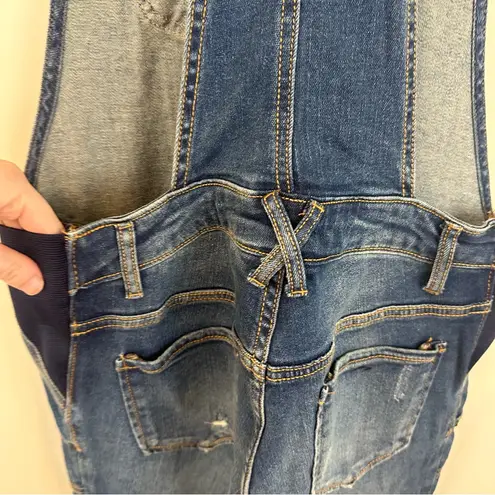 Indigo Blue Denim Distressed Maternity Overalls Size Small Maternity