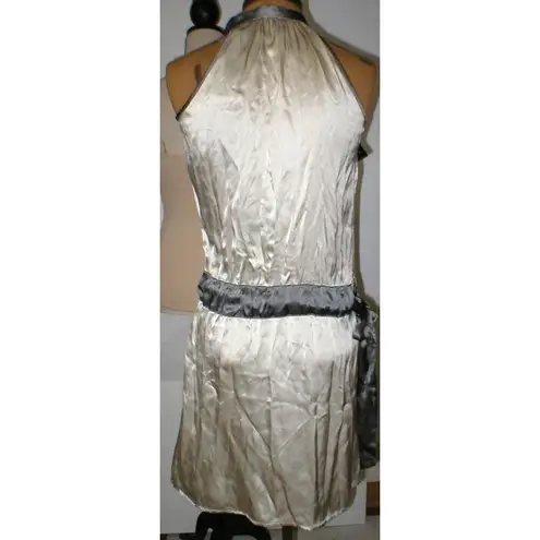 &merci Womens 2 NWT New Italy Designer Merci Silk Dress 38 IT Belt Sleeveless Tan Gray