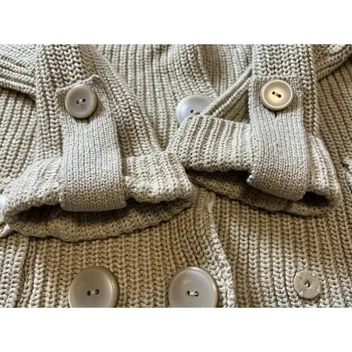 Talbots  Cardigan Sweater Women's Small Cream Chunky Cable Knit‎ Button Up Cotton