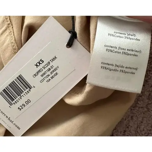 We Wore What NWT Sleeveless Cropped Scoop Tank Top Cotton Racerback XXS Beige