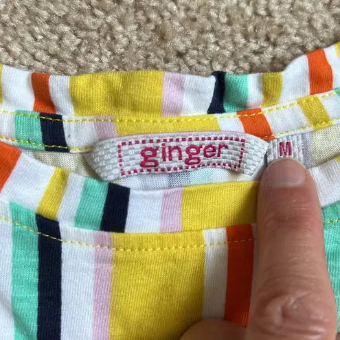 Ginger Yellow Striped Front Knot Top Size Medium