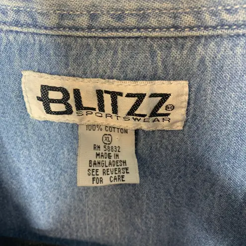 Vintage Beetle Bailey Chambray Button Up Shirt Sz XL Cotton Blue