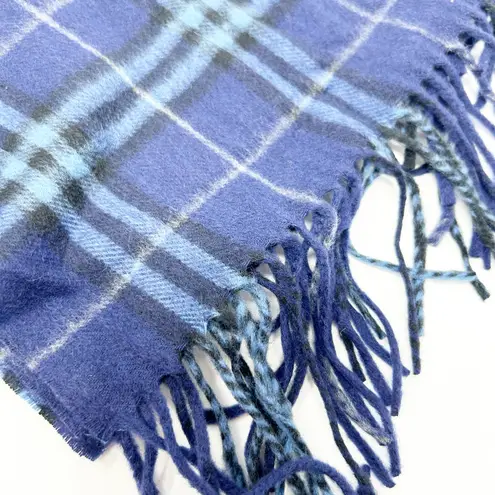 Enya Montarani Unisex Winter Boho Fringe Wool Cashmere Long Plaid Scarf Blue
