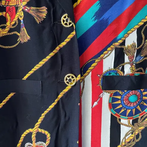 Vintage 80s Carole Little Women’s 4 Nautical Blazer Art To Wear Seaside Coastal Black