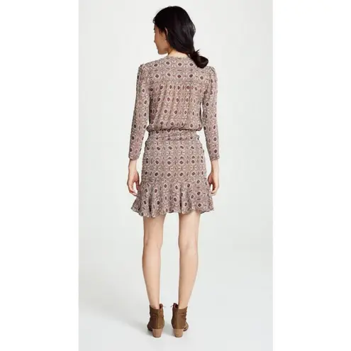 Veronica Beard 💕💕 Alamo Printed Ruched 100% Silk Dress ~ Rust/Ivory 10 NWOT