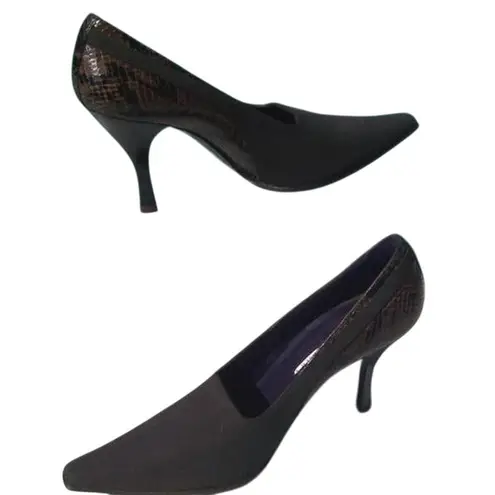 Donald Pliner Expresso Silk Elastic Pump Shoe Snake Pitone Leather NWT $255 Brown Size 10